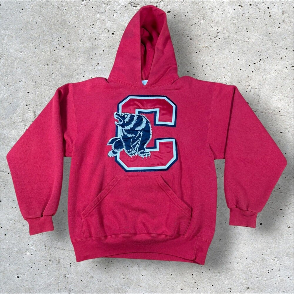 Vtg Denver Athletic Cherry Creek Bears Hoodie Red Varsity Sweatshirt Boxy M